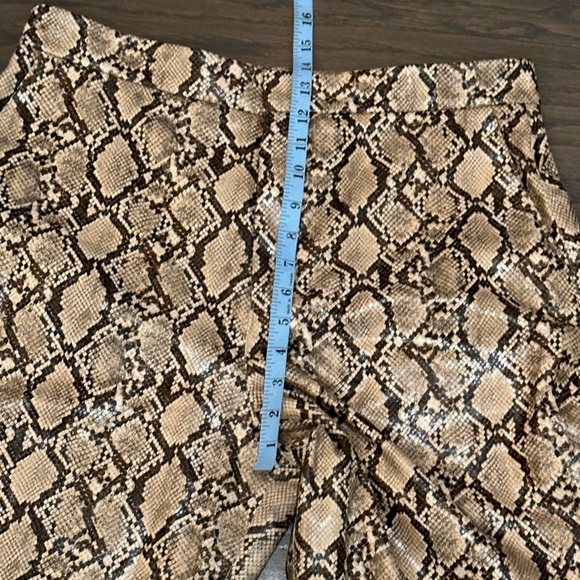 Zara Snake Print Faux Leather Pants Sand Brown High Waist XL - Picture 5 of 9